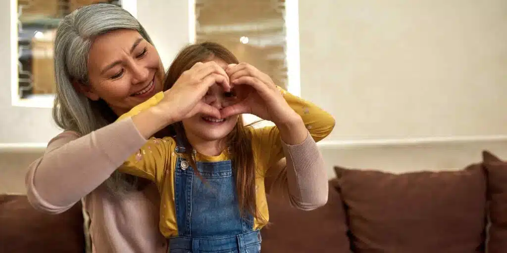 Adult and child having fun