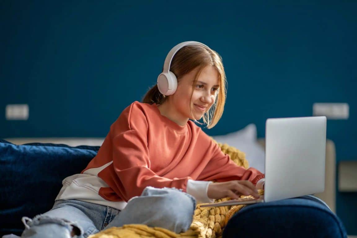 Teen girl on laptop